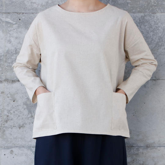 コットンリネンプルオーバーシャツ 生成