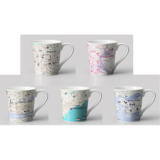 世界を旅するマグカップ　mapmug  5個セット　（エコトートマップ特典付き）