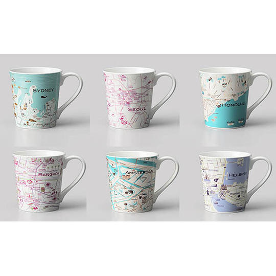 世界を旅するマグカップ　mapmug 6個セット　（エコトートマップ特典付き）