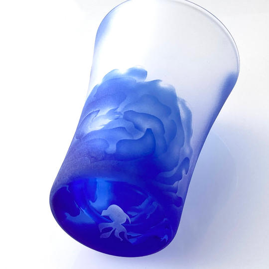 金魚と牡丹のタンブラー（江戸硝子使用）