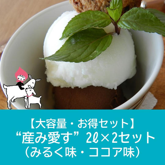 【大容量・お得セット】飲食店での提供も可能！やぎみるくアイス“産み愛す”　2ℓ×2個セット 