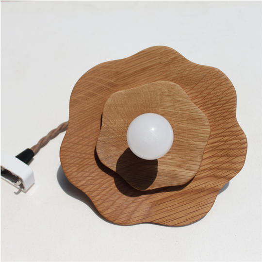 【一点モノ】無垢材の花びらペンダントライト『大小セット』オーク材