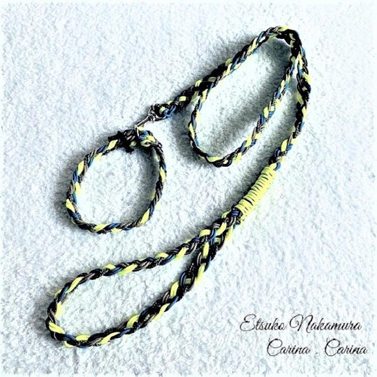 パラコードマクラメ編みNo.7 小型犬リード＆首輪セット　