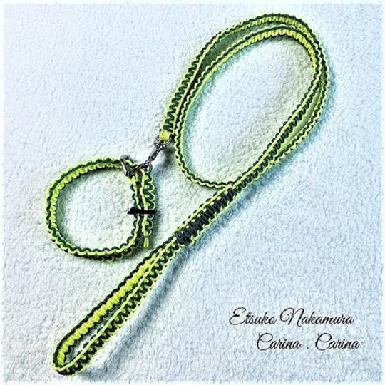 パラコードマクラメ編みNo.10 中、小型犬用リード＆首輪セット