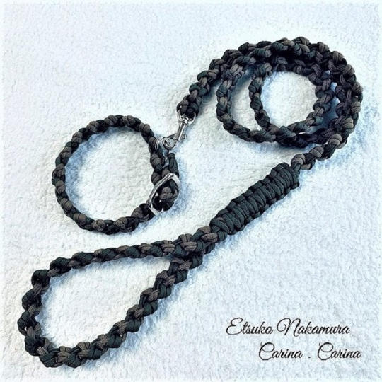 パラコードマクラメ編みNo.5中、小型犬用リード＆首輪セット
