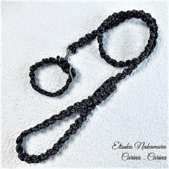 パラコードマクラメ編みNo.6 中、小型犬用リード＆首輪セット