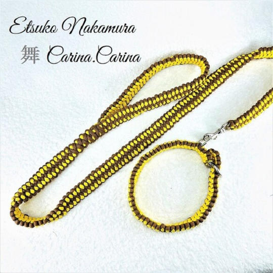 パラコードNo24マクラメ編み大、中型犬リード＆首輪セット