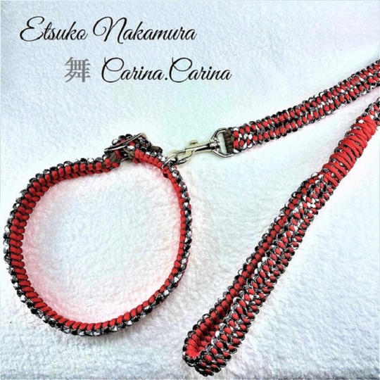 パラコードNo20マクラメ編み大、中型犬リード＆首輪セット