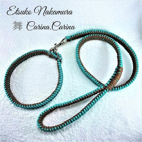 パラコードマクラメ編みNo19大、中型犬リード＆首輪セット