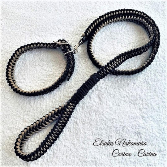 パラコードマクラメ編みNo3大、中型犬リード＆首輪セット　