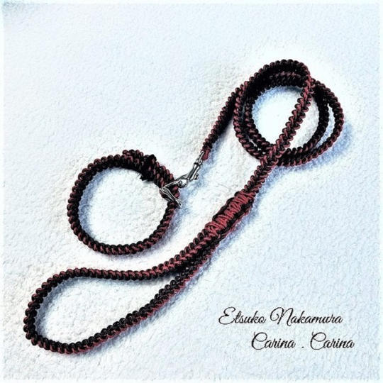 パラコードマクラメ編みNo.15 中、小型犬用リード＆首輪セット