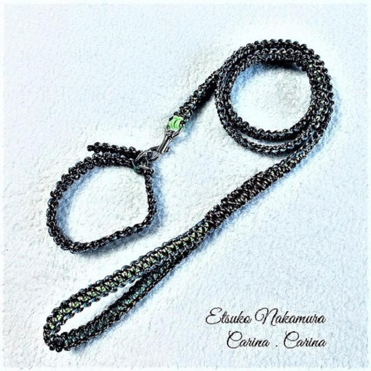 パラコードマクラメ編みNo.14 中、小型犬用リード＆首輪セット