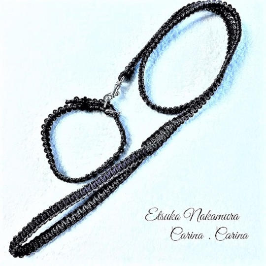 パラコードマクラメ編みNo.11 中、小型犬用リード＆首輪セット