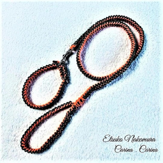 パラコードマクラメ編みNo.9 中、小型犬用リード＆首輪セット