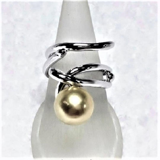 白蝶貝の南洋バロックゴールドパールフリーサイズリングFPR33