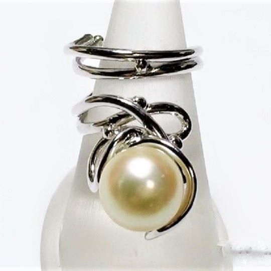 白蝶南洋バロックゴールドパールシルバーフリーサイズリングFPR52