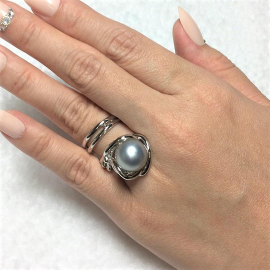 南洋バロックパールシルバーフリーサイズリングFPR57