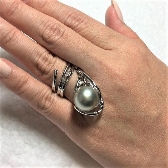 スッキリ南洋バロックパールシルバーフリーサイズリングFPR11