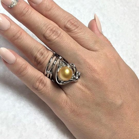 少し濃いめの南洋バロックゴールドシルバーフリーサイズリングFPR51