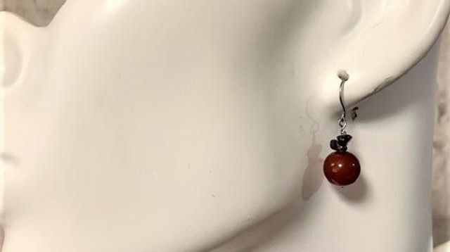 カーネリアン＆ガーネットさざれ石2粒ピアス・イヤリング - ([古くて 
