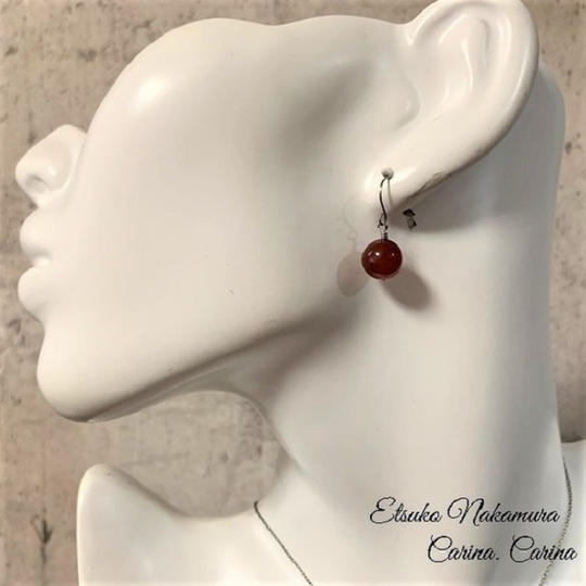 カーネリアン丸玉ピアス・イヤリング