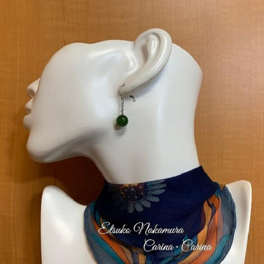 グリーンめのうシルバーチェーンピアス又はイヤリング