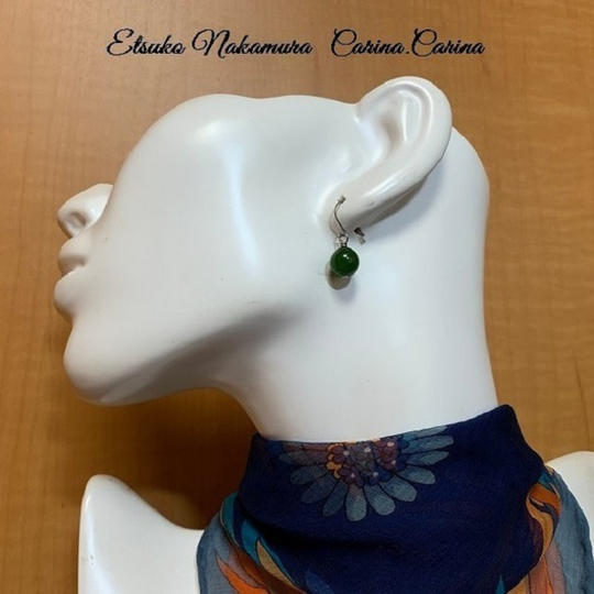 グリーンめのうブラピアス、イヤリング