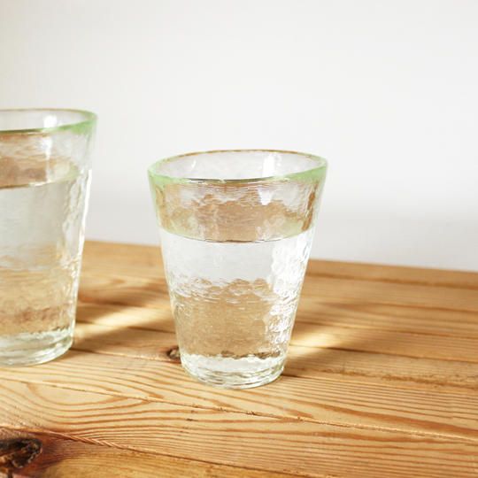 ～ご好評につき追加～【Creema SPRINGS　限定セット】打ち出し模様のシンプルグラス ライム(小)　2個セット