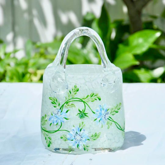 【Creemaクラファン開催記念Summer SALE35％off】手提げフラワーベース（ブルースカビオサ）