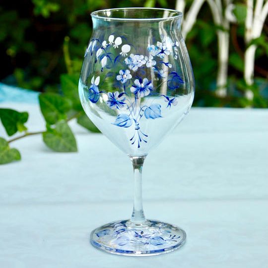 【Creema初出品！多用途！耐熱ワイングラス】アイスも！ホットも！電子レンジもOK！“ブルーブーケ”