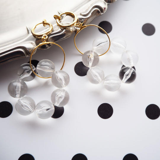 【完売後追加いたしました！】CRYSTAL WHEEL ピアス・イヤリング（Gold）