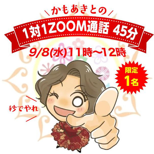 かもあきとの１対１ZOOM通話 45分〈日時：9/8(水)11時~〉