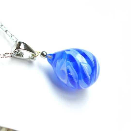 【一点物】リン×ロイヤルブルー＊レース模様ネックレス 33