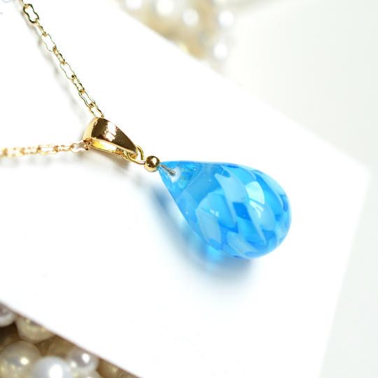 【一点物】コバルト×スカイブルー＊レース模様ネックレス 38