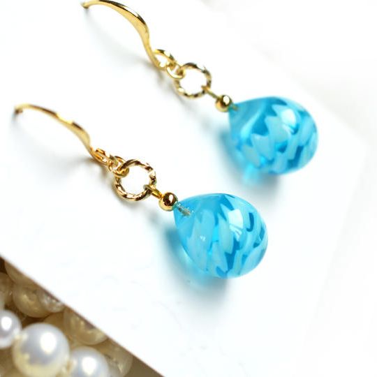 【一点物】スカイブルー＊レース模様ピアス・イヤリング（こつぶ） 40