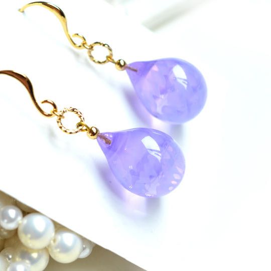 【一点物】パープル＊すけすけレース模様ピアス・イヤリング 41