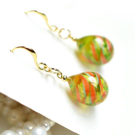 【一点物】Melon color＊レース模様ピアス・イヤリング 42