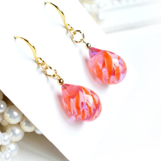 【一点物】ピンク＊レース模様ピアスorイヤリング 48