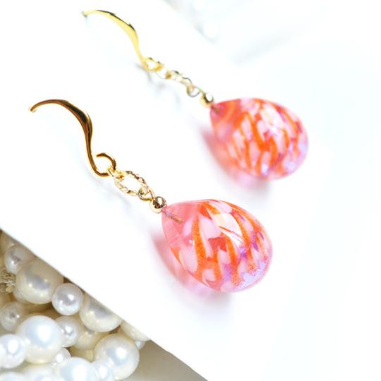 【一点物】ピンク＊レース模様ピアスorイヤリング 49