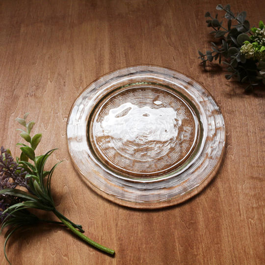 【単品】リサイクルガラスの丸型プレート ライム(中)