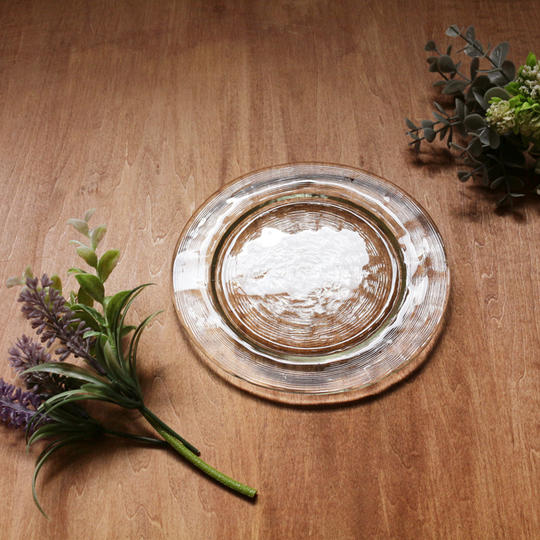 【単品】リサイクルガラスの丸型プレート ライム(小)