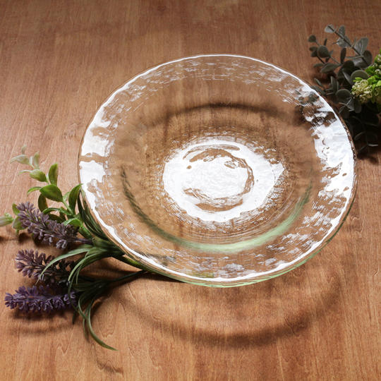 【単品】リサイクルガラスのボウル型プレート ライム(大)