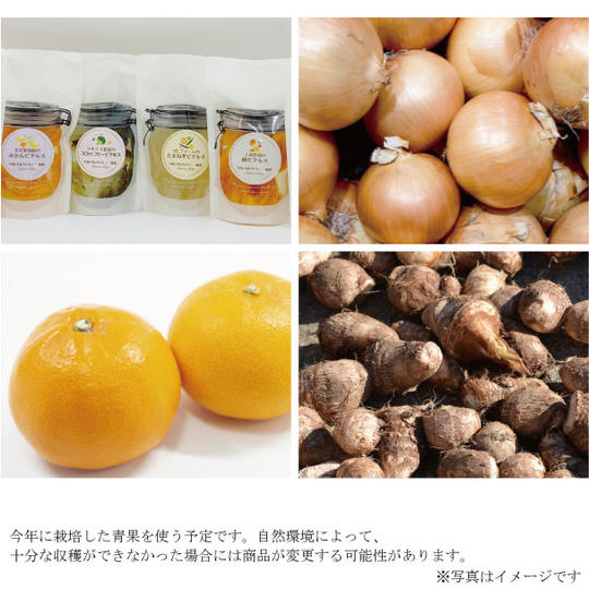 愛媛県産の青果物を使用した手作りピクルス 4種 と、愛媛県玉ねぎ・里芋・せとか 3kgずつ