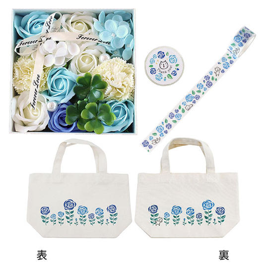 【6,000円のご支援】お花のマスキングテープ&エコバッグ&ソープフラワー&高校生の活動報告