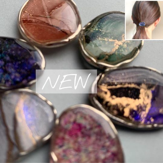 6色の中から選べる！【ヘアゴム 】アルコールインクアートアゲートタイプ