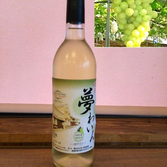 原材料のぶどう(ロザリオビアンコ)4房、白ワイン720㎖の「ぶどうとワインを楽しんで頂く」セット