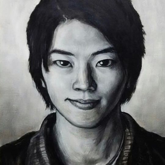 油彩肖像画SMサイズモノクロ（227mm✕158mm　額無し）