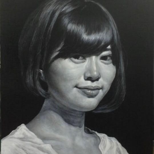 油彩肖像画F10サイズモノクロ（530mm✕455mm　額無し）