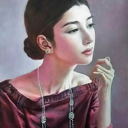 油彩肖像画F10サイズカラー（530mm✕455mm　額無し）