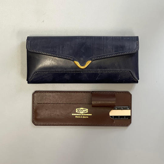 [早割15%off]UKブライドルレザーペンケース[Cr-922] NAVY